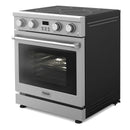 Thor Kitchen 6-Piece Appliance Package - 30-Inch Electric Range, Wall Mount Range Hood, Refrigerator with Water Dispenser, Dishwasher, Microwave, and Wine Cooler in Stainless Steel