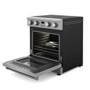 Thor Kitchen 6-Piece Appliance Package - 30-Inch Electric Range, Wall Mount Range Hood, Refrigerator with Water Dispenser, Dishwasher, Microwave, and Wine Cooler in Stainless Steel