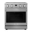 Thor Kitchen 6-Piece Appliance Package - 30-Inch Electric Range, Wall Mount Range Hood, Refrigerator, Dishwasher, Microwave, and Wine Cooler in Stainless Steel