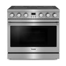 Thor Kitchen 5-Piece Appliance Package - 36-Inch Electric Range, Pro-Style Wall Mount Range Hood, Refrigerator, Dishwasher, and Microwave in Stainless Steel