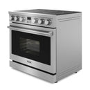Thor Kitchen 5-Piece Appliance Package - 36-Inch Electric Range, Pro-Style Wall Mount Range Hood, Refrigerator, Dishwasher, and Microwave in Stainless Steel