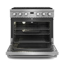 Thor Kitchen 4-Piece Appliance Package - 36-Inch Gas Range, Pro-Style Wall Mount Range Hood, Refrigerator with Water Dispenser, and Dishwasher in Stainless Steel