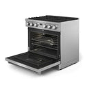 Thor Kitchen 6-Piece Appliance Package - 36-Inch Gas Range, Pro-Style Wall Mount Range Hood, Refrigerator, Dishwasher, Microwave, and Wine Cooler in Stainless Steel