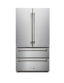 Thor Kitchen 6-Piece Appliance Package - 36-Inch Electric Range, Pro-Style Wall Mount Range Hood, Refrigerator, Dishwasher, Microwave, and Wine Cooler in Stainless Steel