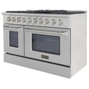 Kucht 5-Piece Appliance Package - 48" Gas Range, 36" Panel Ready Refrigerator, Under Cabinet Hood, Panel Ready Dishwasher, & Microwave Oven