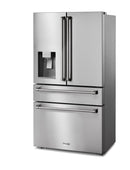 Thor Kitchen 5-Piece Appliance Package - 36-Inch Electric Range, Wall Mount Range Hood, Refrigerator with Water Dispenser, Dishwasher, and Microwave in Stainless Steel