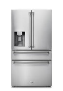 Thor Kitchen 6-Piece Appliance Package - 36-Inch Electric Range, Wall Mount Range Hood, Refrigerator with Water Dispenser, Dishwasher, Microwave, and Wine Cooler in Stainless Steel