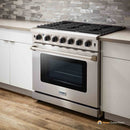 Thor Kitchen 4-Piece Appliance Package - 36-Inch Gas Range, Refrigerator with Water Dispenser, Dishwasher, & Microwave Drawer in Stainless Steel