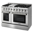 Thor Kitchen 6-Piece Pro Appliance Package - 48-Inch Gas Range, French Door Refrigerator, Dishwasher, Under Cabinet 11-Inch Tall Hood, Microwave Drawer, & Wine Cooler in Stainless Steel