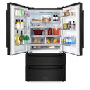 ZLINE 4-Piece Appliance Package - 36 In. Rangetop, Range Hood, Refrigerator, and Wall Oven in Black Stainless Steel - 4KPR-RTBRH36-AWS