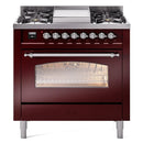 ILVE 36" Nostalgie II Series Freestanding Single Oven Dual Fuel Range with 5 Sealed Burners and Griddle