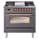 ILVE 36" Nostalgie II Series Freestanding Single Oven Dual Fuel Range with 5 Sealed Burners and Griddle