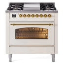 ILVE 36" Nostalgie II Series Freestanding Single Oven Dual Fuel Range with 5 Sealed Burners and Griddle