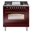 ILVE 36" Nostalgie II Series Freestanding Single Oven Dual Fuel Range with 5 Sealed Burners and Griddle