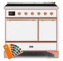 ILVE 40 Inch Majestic II Series Induction Range with 6 Elements Dual Ovens TFT Control Display Solid Oven Door (UMDI10QNS3)