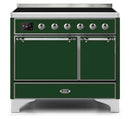 ILVE 40 Inch Majestic II Series Induction Range with 6 Elements Dual Ovens TFT Control Display Solid Oven Door (UMDI10QNS3)