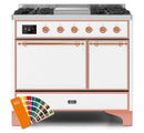 ILVE 40 Inch Majestic II Series Natural/ Propane Gas Burner and Electric Oven Range with 6 Sealed Burners (UMD10FDQNS3) - Custom RAL Color with Copper Trim
