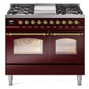 ILVE 40" Nostalgie II Series Freestanding Double Oven Dual Fuel Range with 6 Sealed Burners and Griddle