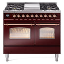 ILVE 40" Nostalgie II Series Freestanding Double Oven Dual Fuel Range with 6 Sealed Burners and Griddle