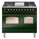 ILVE 40" Nostalgie II Series Freestanding Double Oven Dual Fuel Range with 6 Sealed Burners and Griddle