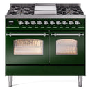 ILVE 40" Nostalgie II Series Freestanding Double Oven Dual Fuel Range with 6 Sealed Burners and Griddle