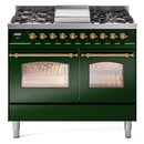 ILVE 40" Nostalgie II Series Freestanding Double Oven Dual Fuel Range with 6 Sealed Burners and Griddle