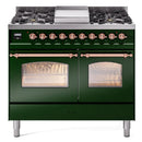 ILVE 40" Nostalgie II Series Freestanding Double Oven Dual Fuel Range with 6 Sealed Burners and Griddle