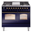 ILVE 40" Nostalgie II Series Freestanding Double Oven Dual Fuel Range with 6 Sealed Burners and Griddle