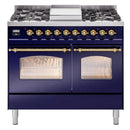 ILVE 40" Nostalgie II Series Freestanding Double Oven Dual Fuel Range with 6 Sealed Burners and Griddle