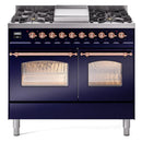 ILVE 40" Nostalgie II Series Freestanding Double Oven Dual Fuel Range with 6 Sealed Burners and Griddle