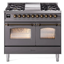 ILVE 40" Nostalgie II Series Freestanding Double Oven Dual Fuel Range with 6 Sealed Burners and Griddle