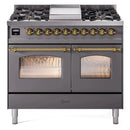 ILVE 40" Nostalgie II Series Freestanding Double Oven Dual Fuel Range with 6 Sealed Burners and Griddle