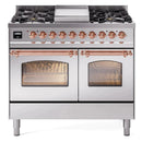 ILVE 40" Nostalgie II Series Freestanding Double Oven Dual Fuel Range with 6 Sealed Burners and Griddle