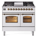 ILVE 40" Nostalgie II Series Freestanding Double Oven Dual Fuel Range with 6 Sealed Burners and Griddle