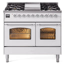 ILVE 40" Nostalgie II Series Freestanding Double Oven Dual Fuel Range with 6 Sealed Burners and Griddle