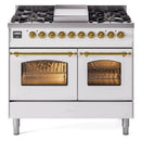 ILVE 40" Nostalgie II Series Freestanding Double Oven Dual Fuel Range with 6 Sealed Burners and Griddle