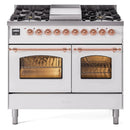 ILVE 40" Nostalgie II Series Freestanding Double Oven Dual Fuel Range with 6 Sealed Burners and Griddle