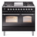 ILVE 40" Nostalgie II Series Freestanding Double Oven Dual Fuel Range with 6 Sealed Burners and Griddle