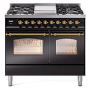 ILVE 40" Nostalgie II Series Freestanding Double Oven Dual Fuel Range with 6 Sealed Burners and Griddle