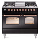 ILVE 40" Nostalgie II Series Freestanding Double Oven Dual Fuel Range with 6 Sealed Burners and Griddle