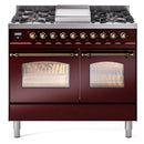 ILVE 40" Nostalgie II Series Freestanding Double Oven Dual Fuel Range with 6 Sealed Burners and Griddle