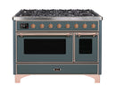 ILVE 48 Inch Majestic II Series Freestanding Dual Fuel Double Oven Range with 8 Sealed Burners, Triple Glass Cool Door, Convection Oven (UM12FDNS)