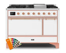 ILVE 48 Inch Majestic II Series Freestanding Dual Fuel Liquid Propane Range with 8 Sealed Brass Non Stick Coated Burners and Griddle (UM12FDQNS3)