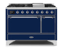 ILVE 48 Inch Majestic II Series Freestanding Dual Fuel Liquid Propane Range with 8 Sealed Brass Non Stick Coated Burners and Griddle (UM12FDQNS3)