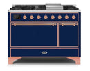 ILVE 48 Inch Majestic II Series Freestanding Dual Fuel Liquid Propane Range with 8 Sealed Brass Non Stick Coated Burners and Griddle (UM12FDQNS3)
