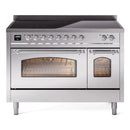ILVE 48" Nostalgie II Series Freestanding Electric Double Oven Range with 8 Elements, Triple Glass Cool Door, Convection Oven, TFT Oven Control Display and Child Lock