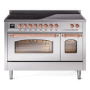 ILVE 48" Nostalgie II Series Freestanding Electric Double Oven Range with 8 Elements, Triple Glass Cool Door, Convection Oven, TFT Oven Control Display and Child Lock