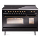 ILVE 48" Nostalgie II Series Freestanding Electric Double Oven Range with 8 Elements, Triple Glass Cool Door, Convection Oven, TFT Oven Control Display and Child Lock