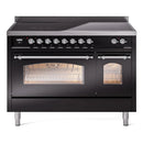 ILVE 48" Nostalgie II Series Freestanding Electric Double Oven Range with 8 Elements, Triple Glass Cool Door, Convection Oven, TFT Oven Control Display and Child Lock