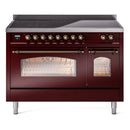ILVE 48" Nostalgie II Series Freestanding Electric Double Oven Range with 8 Elements, Triple Glass Cool Door, Convection Oven, TFT Oven Control Display and Child Lock